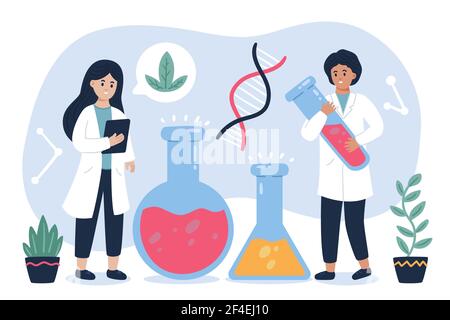 Flache Biotechnologie Illustration Vektor Illustration. Stock Vektor