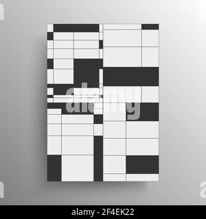 Minimalistisches abstraktes schwarz-weißes Geometriedesign für Cover und Poster oder Wanddekoration, Vektor. Rechteckiges Formmuster für die Inneneinrichtung. Stock Vektor