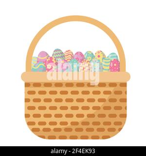 Korb mit ostereiern, frohe ostern, Vektor-Illustration Stock Vektor