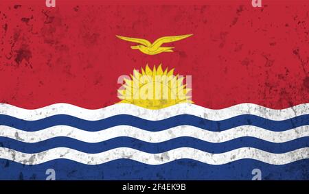 Horizontale abstrakte Grunge Brushed Flagge von Kiribati auf transparentem Gitter. Vektorvorlage Stock Vektor