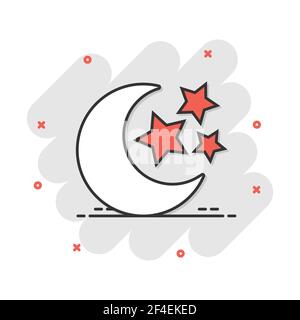 Vektor cartoon nächtlichen Mond und Sterne Symbol im Comic-stil. Lunar nacht Konzept Abbildung Piktogramm. Moon Business splash Wirkung Konzept. Stock Vektor