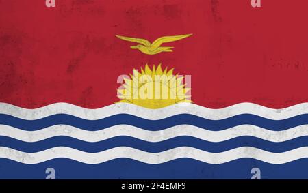 Horizontale abstrakte Grunge Brushed Flagge von Kiribati auf transparentem Gitter. Vektorvorlage Stock Vektor