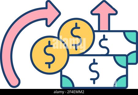 Geldumlauf RGB-Farbsymbol Stock Vektor