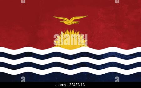 Horizontale abstrakte Grunge Brushed Flagge von Kiribati auf transparentem Gitter. Vektorvorlage Stock Vektor