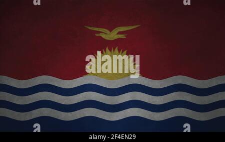 Horizontale abstrakte Grunge Brushed Flagge von Kiribati auf transparentem Gitter. Vektorvorlage Stock Vektor