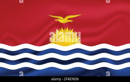 Horizontale abstrakte Grunge Brushed Flagge von Kiribati auf transparentem Gitter. Vektorvorlage Stock Vektor