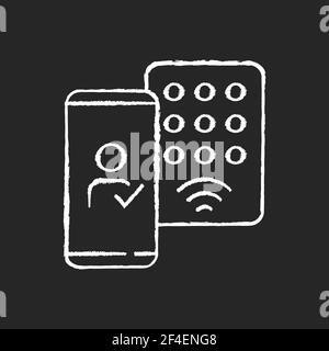 Erkennung von mobilen Anmeldeinformationen Kreide weißes Symbol auf schwarzem Hintergrund Stock Vektor