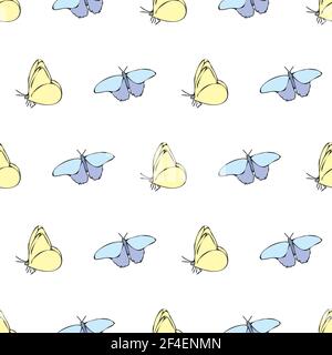 Vektor weißen Hintergrund Schmetterling nahtlose Muster. Schmetterlinge. Nahtloses Muster Hintergrund Stock Vektor
