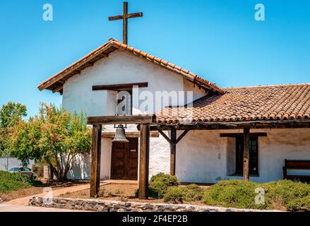 San Francisco Solano Mission in Sonoma, CA, gegründet am 1823. Juli. Die Kirche wurde 1840 erbaut und ist heute Teil des Sonoma State Historic Park. Stockfoto