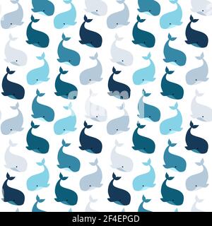 Nahtloses Muster mit Walen. Kreative handgezeichnete Textur für Stoff, Verpackung, Textil, Tapete, Bekleidung. Vektorgrafik Stockillustration. P Stock Vektor