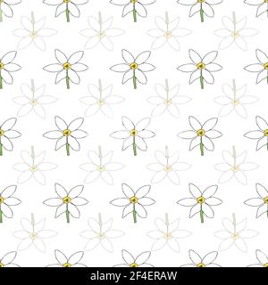 Vektor weiß Hintergrund weiß floral nahtlose Muster. Lilien. Nahtloses Muster Hintergrund Stock Vektor