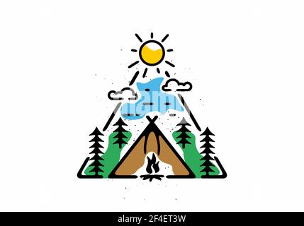 Colorful triangle shape of camping activity line art illustration design Stock Vektor
