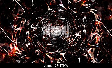 Abstract Sci-Fi Portal futuristischer Energietunnel Alien Cave 3D Rendering. Abstract 3D Illustration Konzept Kunst Tunnel cabe Hintergrund Textur eines ali Stockfoto