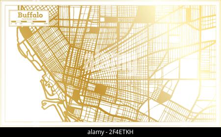 Buffalo USA Stadtplan im Retro-Stil in Golden Color. Übersichtskarte. Vektorgrafik. Stock Vektor