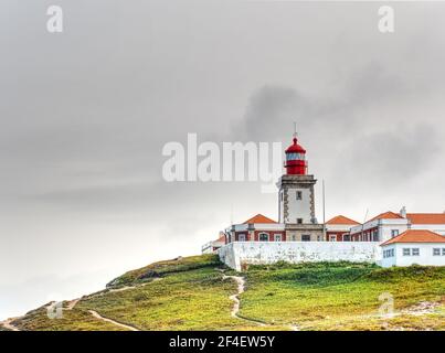 Leuchtturm/Leuchtturm Cabo da Roca, Kap Roca, Portugal, westlichster Punkt Stockfoto