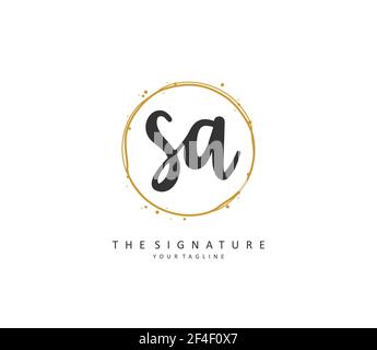 SA Initial Letter Handschrift und Unterschrift Logo. Ein Konzept handschriftlich Initiallogo mit Template-Element. Stock Vektor