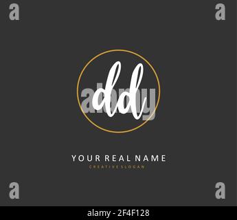 DD Initial Letter Handschrift und Unterschrift Logo. Ein Konzept handschriftlich Initiallogo mit Template-Element. Stock Vektor