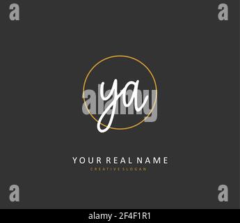 Ya Anfangsbuchstabe Handschrift und Unterschrift Logo. Ein Konzept handschriftlich Initiallogo mit Template-Element. Stock Vektor