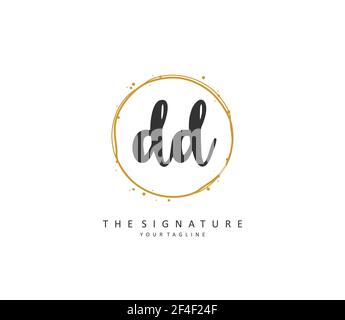 DD Initial Letter Handschrift und Unterschrift Logo. Ein Konzept handschriftlich Initiallogo mit Template-Element. Stock Vektor
