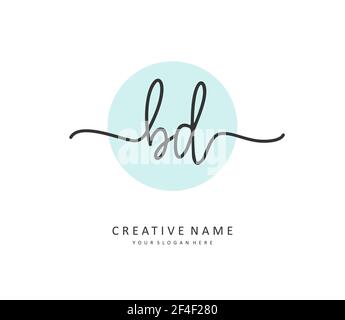 BD Anfangsbuchstabenhandschrift und Signaturlogo. Ein Konzept handschriftlich Initiallogo mit Template-Element. Stock Vektor
