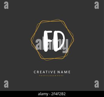 FD Anfangsbuchstabenhandschrift und Signaturlogo. Ein Konzept handschriftlich Initiallogo mit Template-Element. Stock Vektor