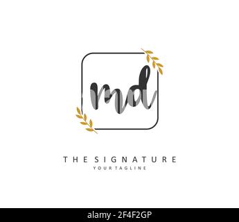 MD Initial Letter Handschrift und Unterschrift Logo. Ein Konzept handschriftlich Initiallogo mit Template-Element. Stock Vektor