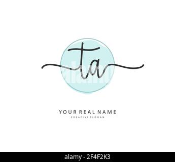 T A TA Initial Letter Handschrift und Unterschrift Logo. Ein Konzept handschriftlich Initiallogo mit Template-Element. Stock Vektor
