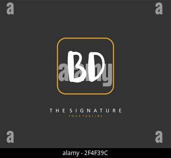 BD Anfangsbuchstabenhandschrift und Signaturlogo. Ein Konzept handschriftlich Initiallogo mit Template-Element. Stock Vektor