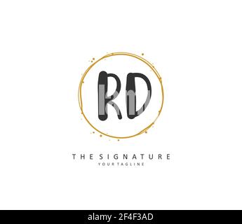 Rd Initial Letter Handschrift und Unterschrift Logo. Ein Konzept handschriftlich Initiallogo mit Template-Element. Stock Vektor