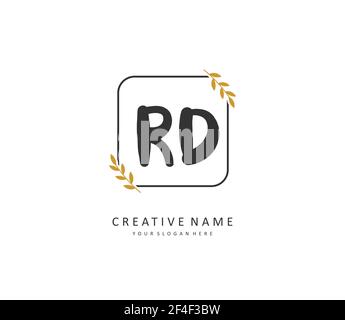 Rd Initial Letter Handschrift und Unterschrift Logo. Ein Konzept handschriftlich Initiallogo mit Template-Element. Stock Vektor