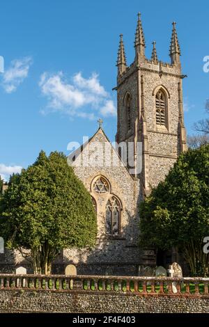 St. Nicholas Church im Hampshire Dorf Chawton, England, Großbritannien, wo die berühmte Autorin Jane Austen besuchte Stockfoto