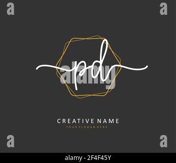 PD Initial Letter Handschrift und Unterschrift Logo. Ein Konzept handschriftlich Initiallogo mit Template-Element. Stock Vektor
