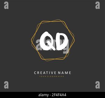 QD-Anfangsbuchstaben und Signaturlogo. Ein Konzept handschriftlich Initiallogo mit Template-Element. Stock Vektor