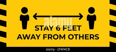 Halten Sie 6feet / 2 Meter präventive Coronavirus. Social Distance Sign Banner Vektor-Symbol. Stock Vektor