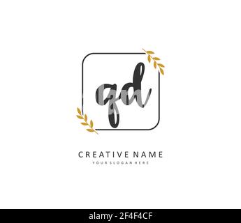 QD-Anfangsbuchstaben und Signaturlogo. Ein Konzept handschriftlich Initiallogo mit Template-Element. Stock Vektor