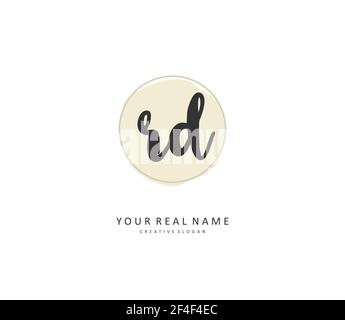 Rd Initial Letter Handschrift und Unterschrift Logo. Ein Konzept handschriftlich Initiallogo mit Template-Element. Stock Vektor