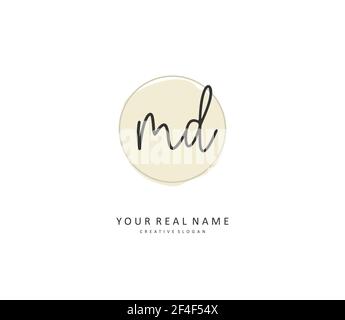 MD Initial Letter Handschrift und Unterschrift Logo. Ein Konzept handschriftlich Initiallogo mit Template-Element. Stock Vektor