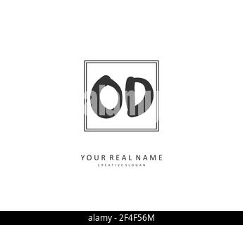 OD Anfangsbuchstabenhandschrift und Signaturlogo. Ein Konzept handschriftlich Initiallogo mit Template-Element. Stock Vektor