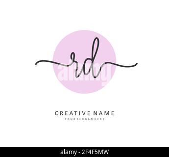 Rd Initial Letter Handschrift und Unterschrift Logo. Ein Konzept handschriftlich Initiallogo mit Template-Element. Stock Vektor
