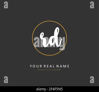 Rd Initial Letter Handschrift und Unterschrift Logo. Ein Konzept handschriftlich Initiallogo mit Template-Element. Stock Vektor