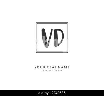 VD Initial Letter Handschrift und Signature Logo. Ein Konzept handschriftlich Initiallogo mit Template-Element. Stock Vektor