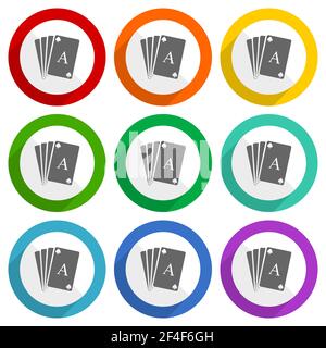 Karten-Vektor-Symbole, Satz von bunten flachen Design-Tasten für webdesign und mobile Anwendungen Stock Vektor