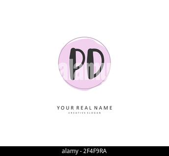 PD Initial Letter Handschrift und Unterschrift Logo. Ein Konzept handschriftlich Initiallogo mit Template-Element. Stock Vektor