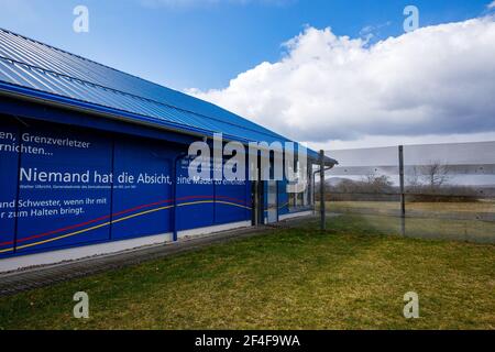 Das Denkmal des deutschen Grenzpunktes Alpha Stockfoto