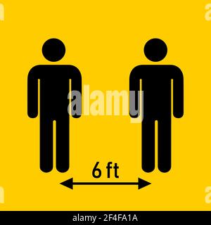 Soziale Distanzierung. Halten Sie 6 Fuß Abstand. Coronovirus Epidemic Protective. Vektorgrafik Stock Vektor