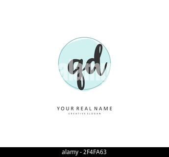 QD-Anfangsbuchstaben und Signaturlogo. Ein Konzept handschriftlich Initiallogo mit Template-Element. Stock Vektor