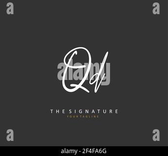 QD-Anfangsbuchstaben und Signaturlogo. Ein Konzept handschriftlich Initiallogo mit Template-Element. Stock Vektor