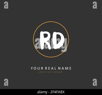 Rd Initial Letter Handschrift und Unterschrift Logo. Ein Konzept handschriftlich Initiallogo mit Template-Element. Stock Vektor