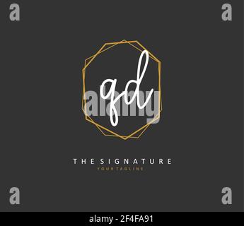 QD-Anfangsbuchstaben und Signaturlogo. Ein Konzept handschriftlich Initiallogo mit Template-Element. Stock Vektor