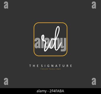 Rd Initial Letter Handschrift und Unterschrift Logo. Ein Konzept handschriftlich Initiallogo mit Template-Element. Stock Vektor